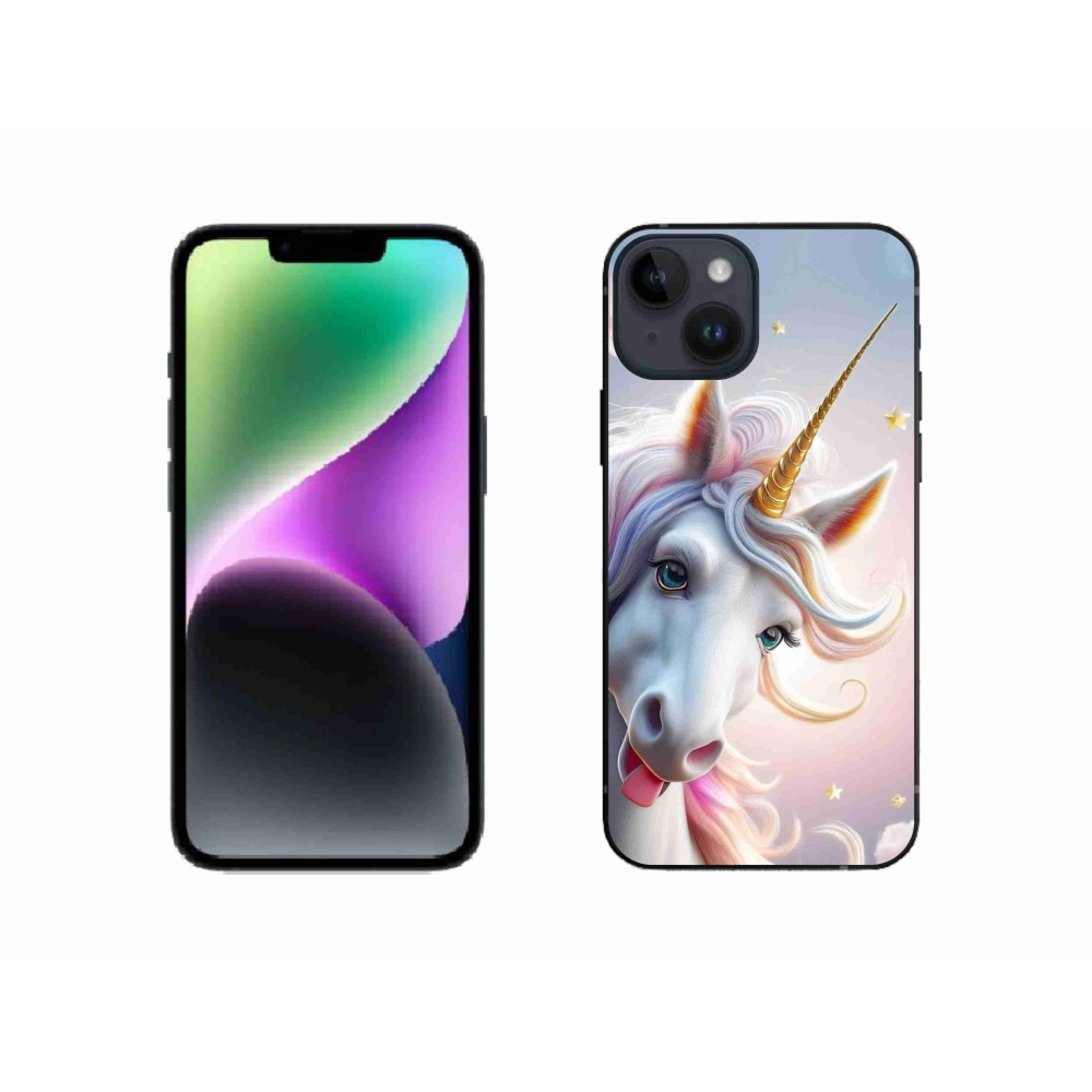 Gelový kryt mmCase na iPhone 14 - veselý jednorožec