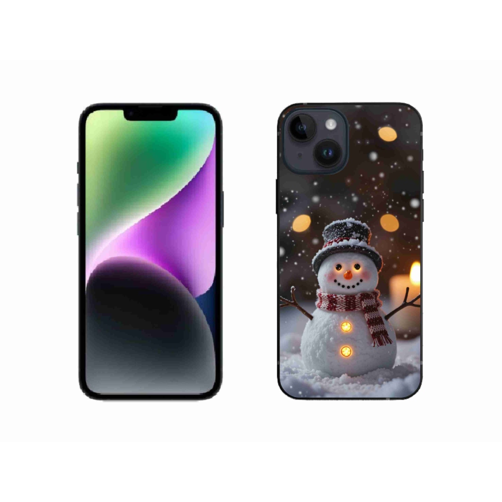 Gelový kryt mmCase na iPhone 14 - veselý sněhulák