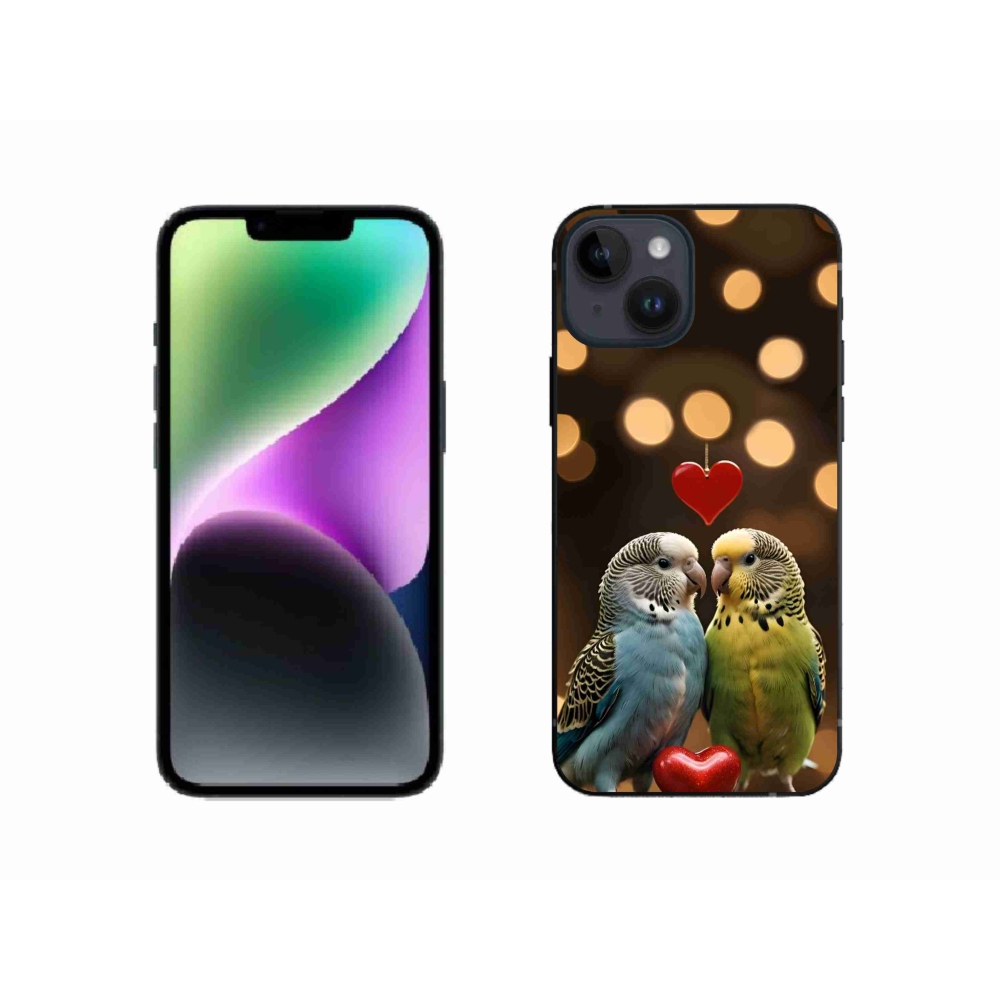 Gelový kryt mmCase na iPhone 14 - zamilovaní papoušci
