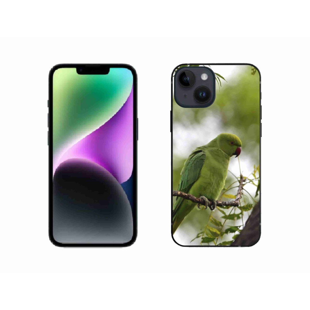 Gelový kryt mmCase na iPhone 14 - zelený papoušek