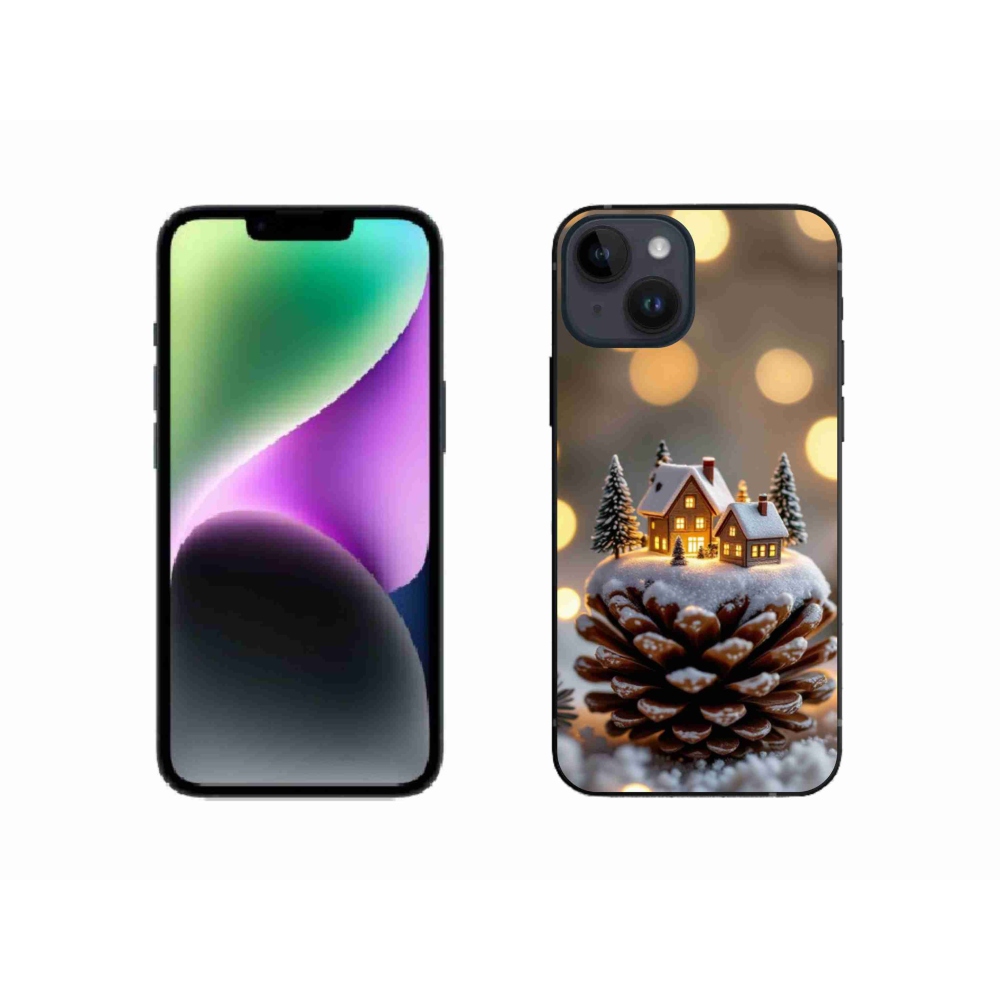 Gelový kryt mmCase na iPhone 14 - zimní vesnička