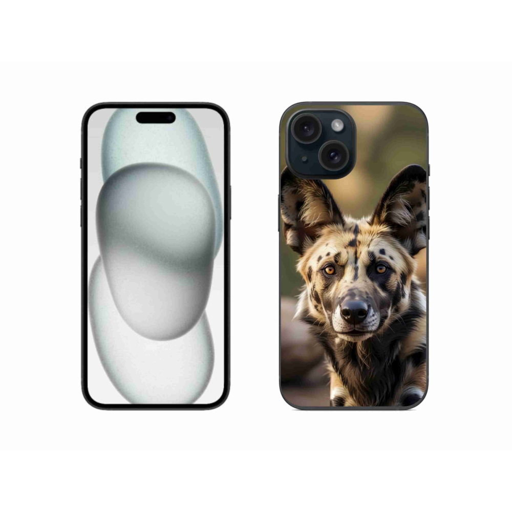 Gelový kryt mmCase na iPhone 15 - africký divoký pes