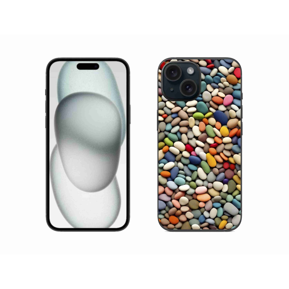 Gelový kryt mmCase na iPhone 15 - barevné kamínky 2