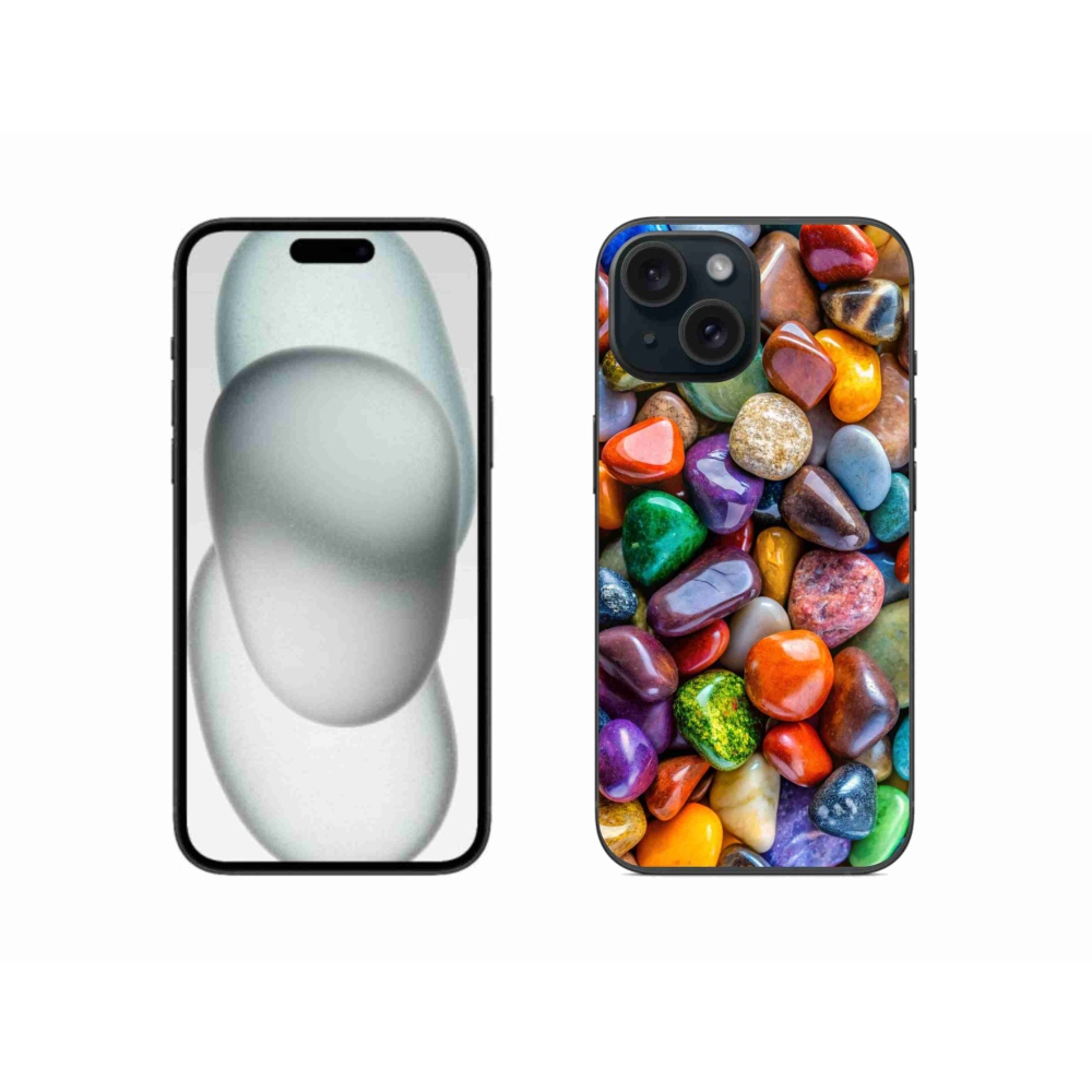 Gelový kryt mmCase na iPhone 15 - barevné kamínky
