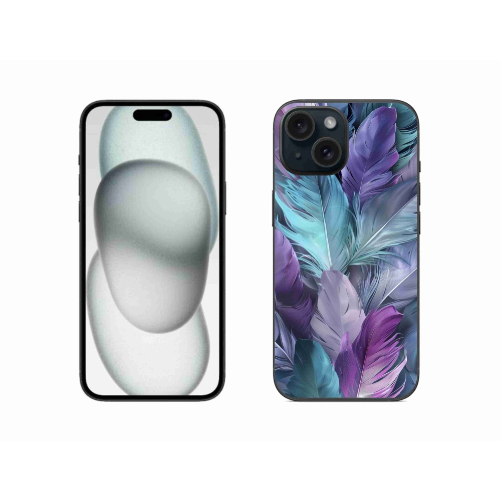 Gelový kryt mmCase na iPhone 15 - barevné peří 2