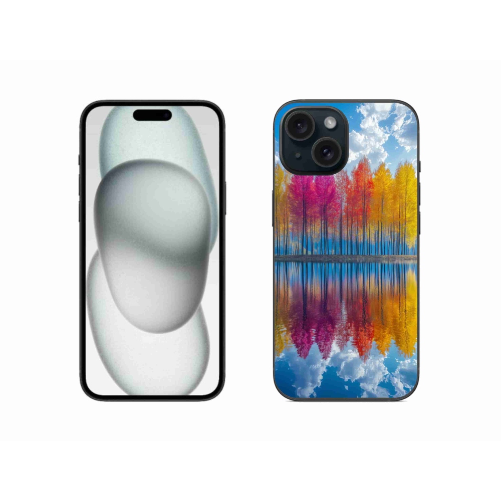 Gelový kryt mmCase na iPhone 15 - barevné stromy