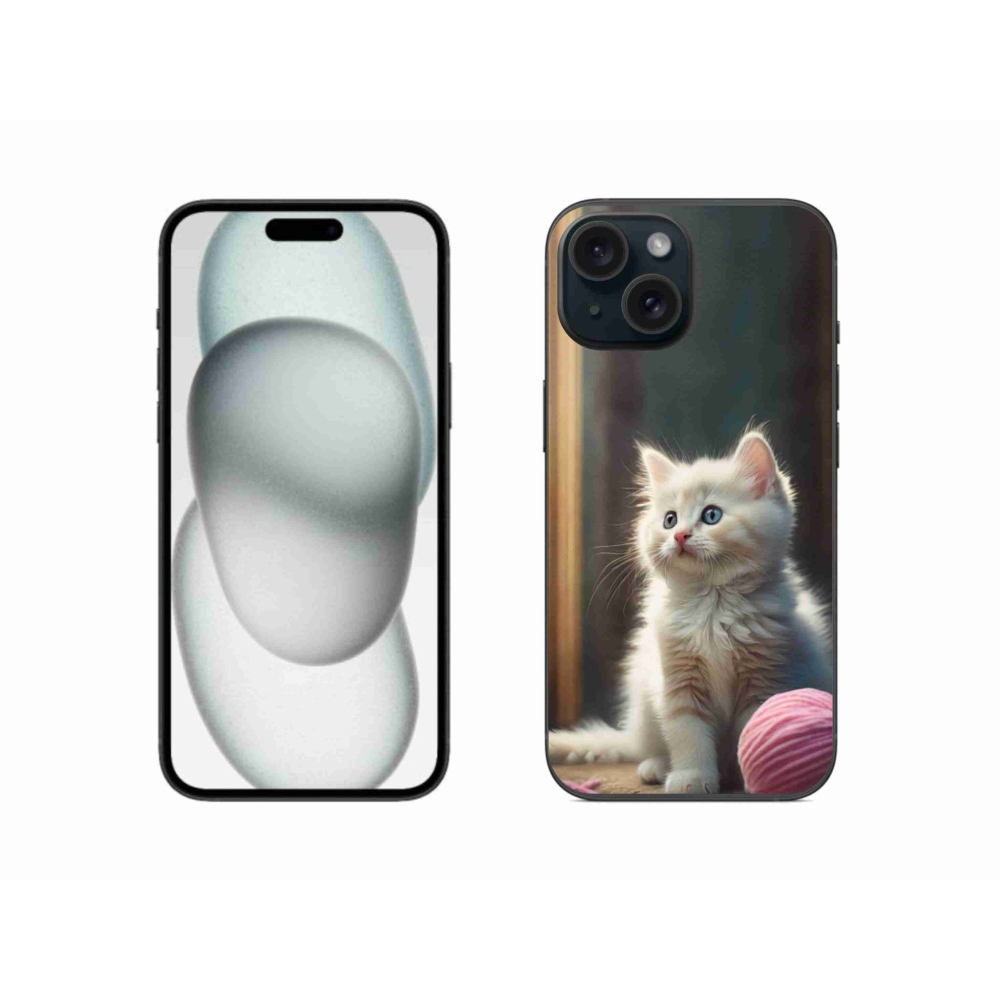 Gelový kryt mmCase na iPhone 15 - bílé kotě 2