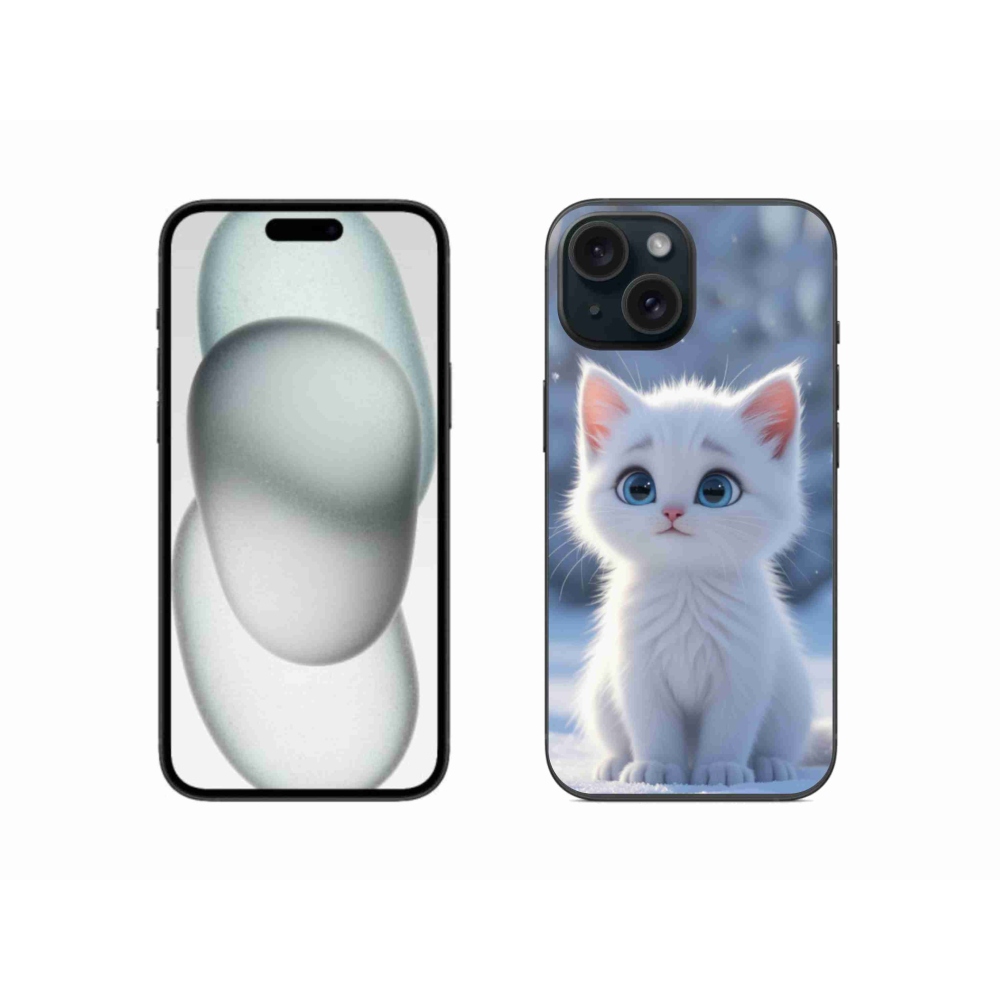 Gelový kryt mmCase na iPhone 15 - bílé kotě 3