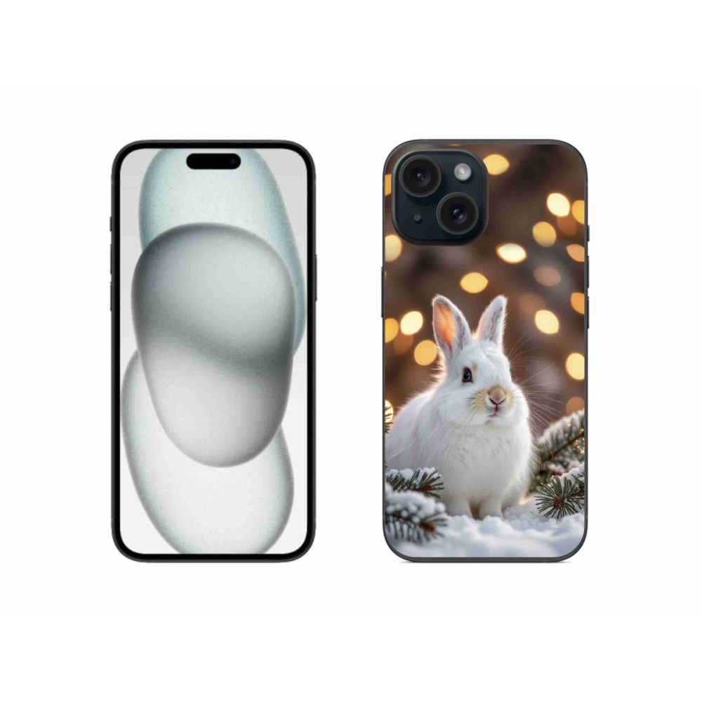 Gelový kryt mmCase na iPhone 15 - bílý zajíc