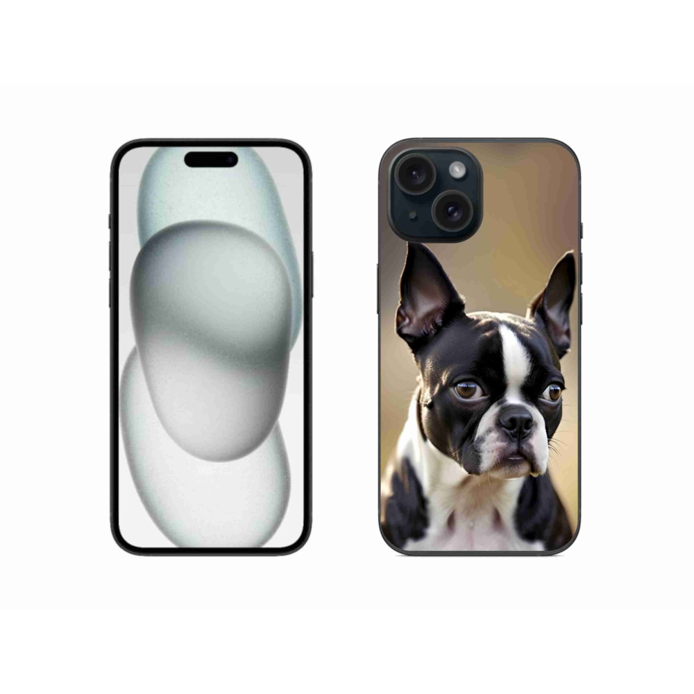 Gelový kryt mmCase na iPhone 15 - bostonský teriér