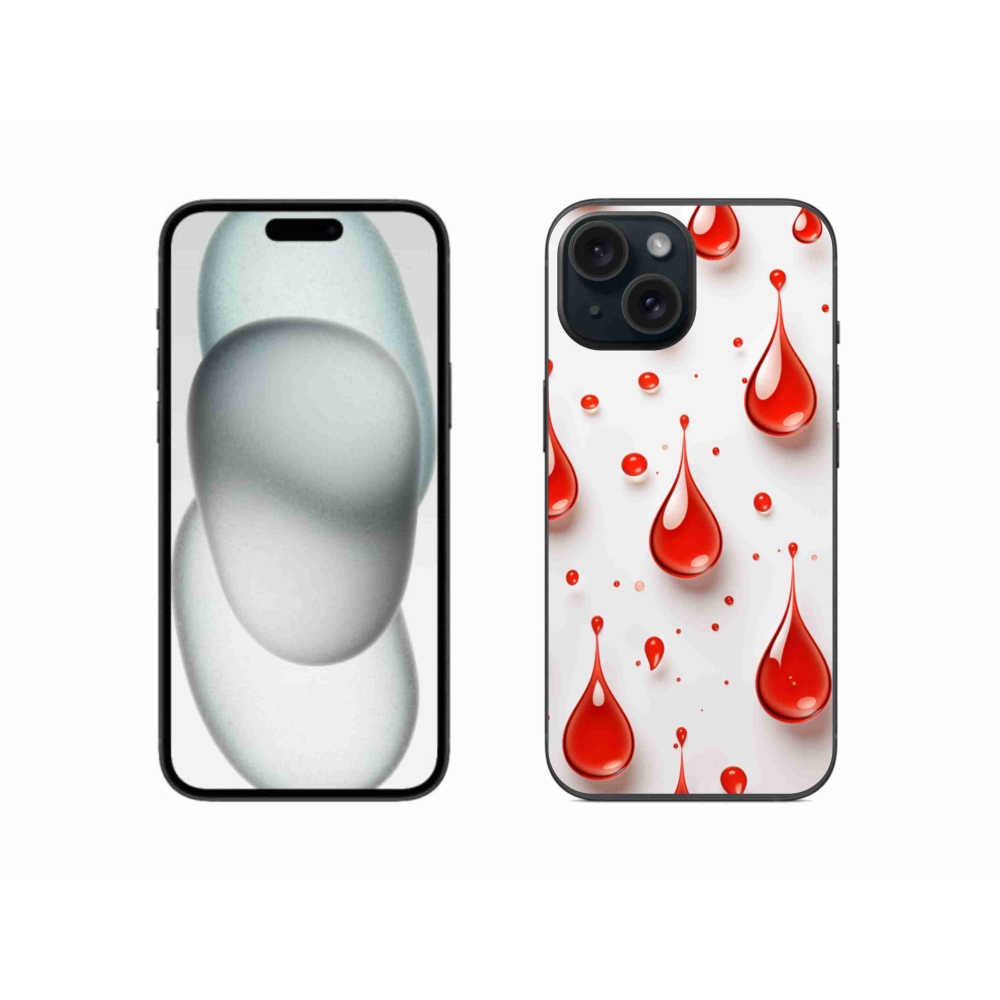Gelový kryt mmCase na iPhone 15 - červené kapky