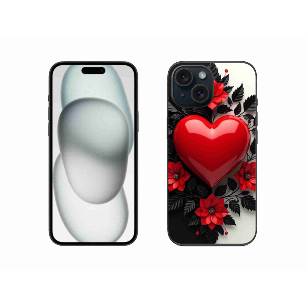 Gelový kryt mmCase na iPhone 15 - červené srdce