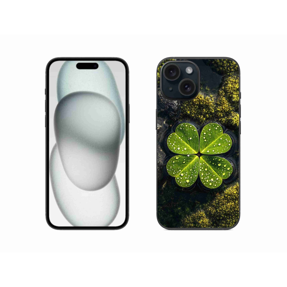 Gelový kryt mmCase na iPhone 15 - čtyřlístek