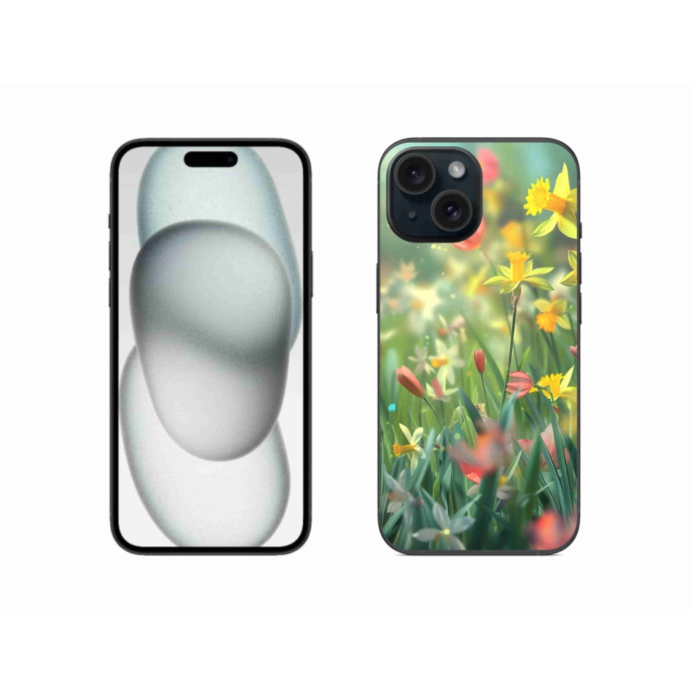 Gelový kryt mmCase na iPhone 15 - jarní květy