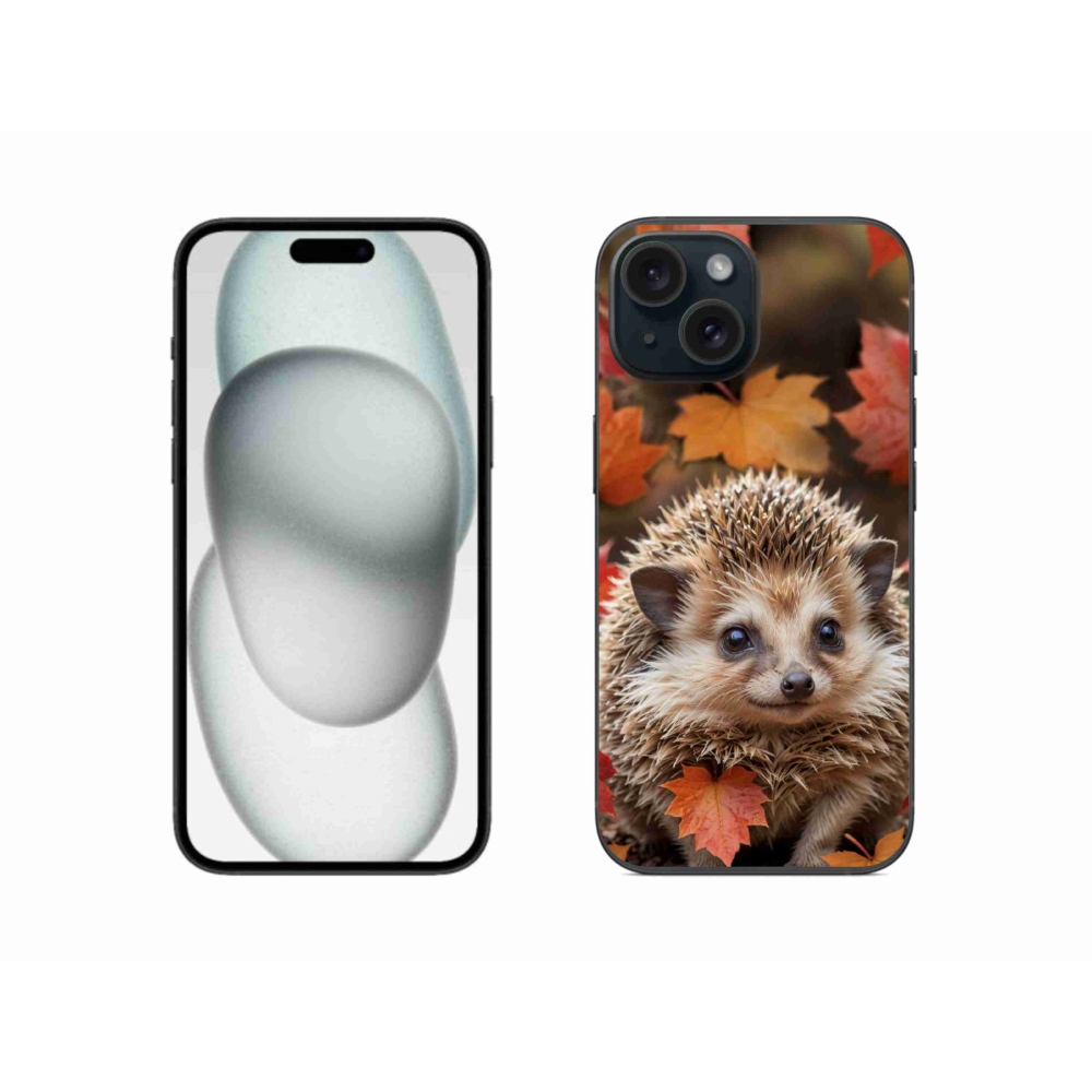 Gelový kryt mmCase na iPhone 15 - ježek v listí