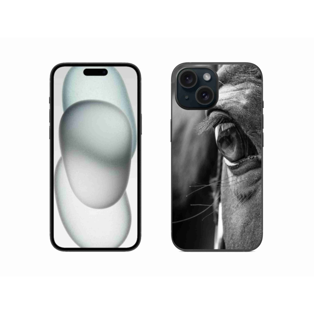 Gelový kryt mmCase na iPhone 15 - koňský pohled