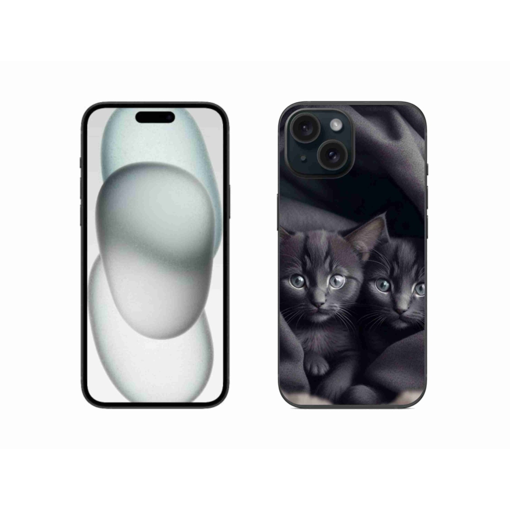 Gelový kryt mmCase na iPhone 15 - kočičí duo