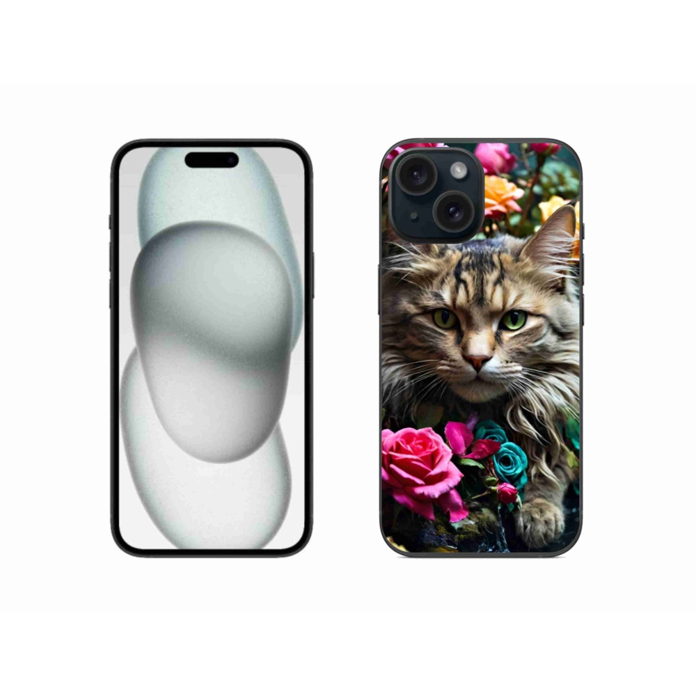 Gelový kryt mmCase na iPhone 15 - kočíčí pohled 2