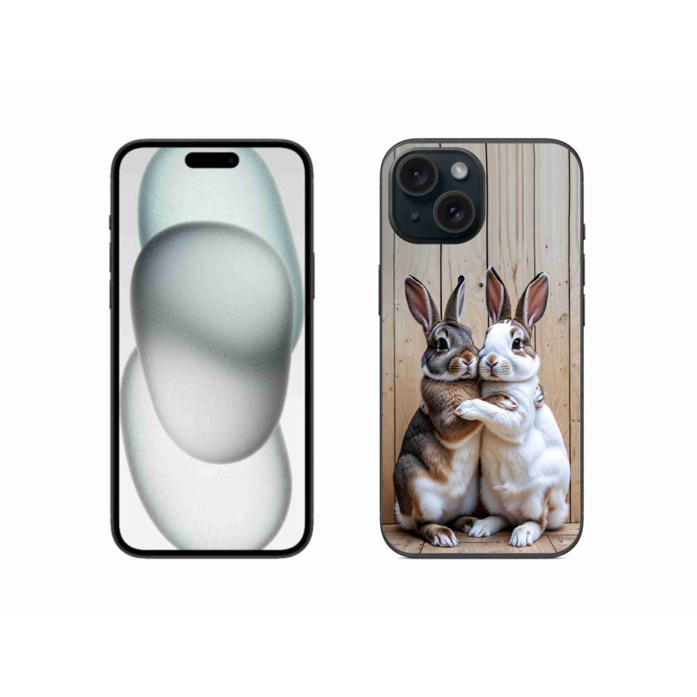 Gelový kryt mmCase na iPhone 15 - králičí pár