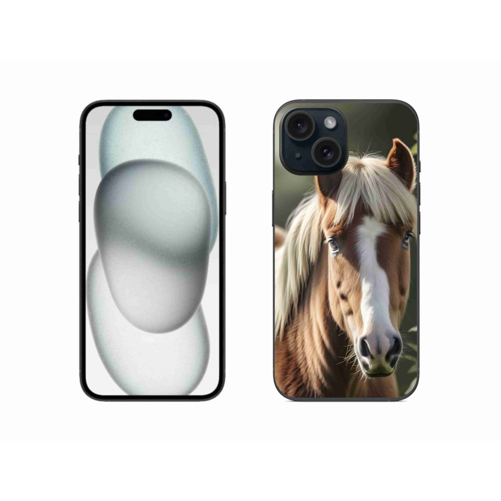 Gelový kryt mmCase na iPhone 15 - kůň se světlou hřívou