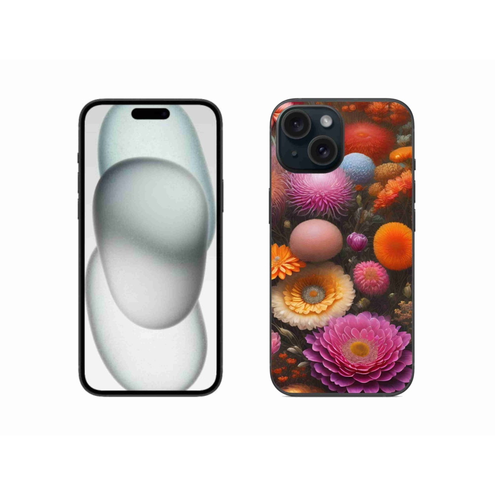 Gelový kryt mmCase na iPhone 15 - květinová kompozice