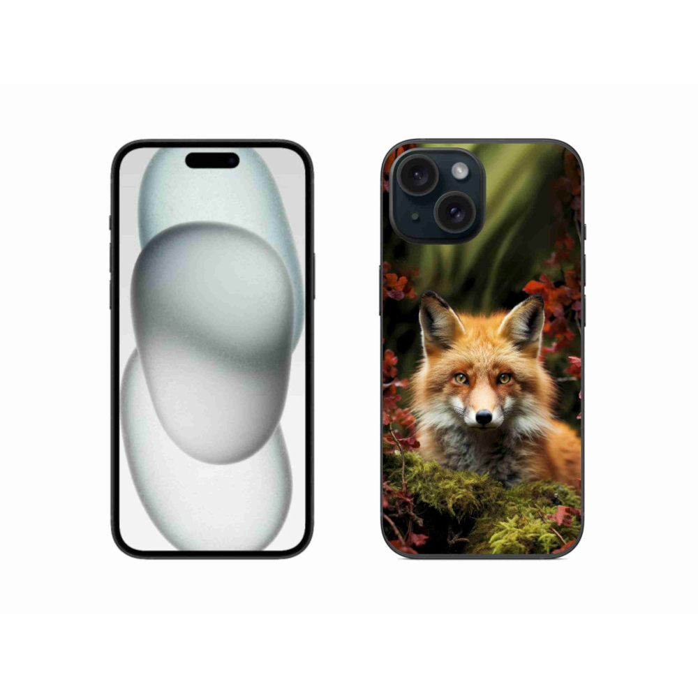 Gelový kryt mmCase na iPhone 15 - liška v lese