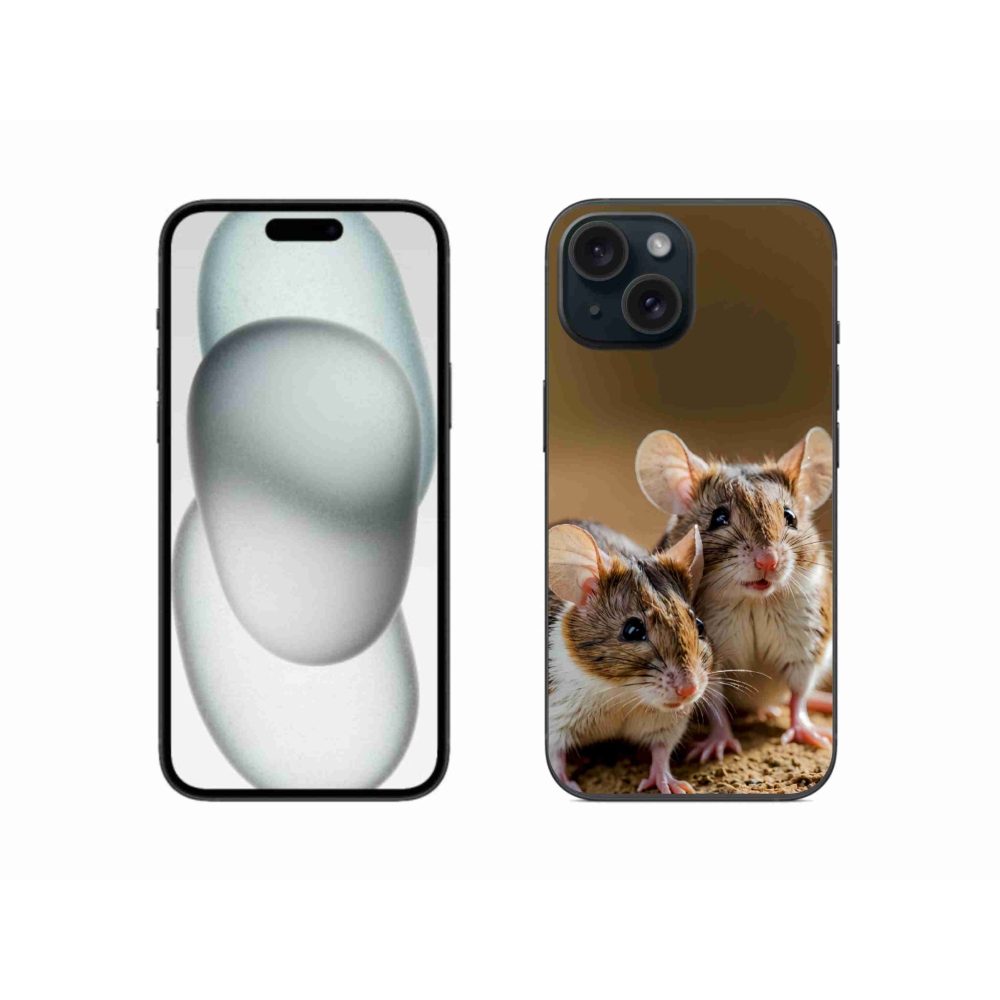 Gelový kryt mmCase na iPhone 15 - myší duo
