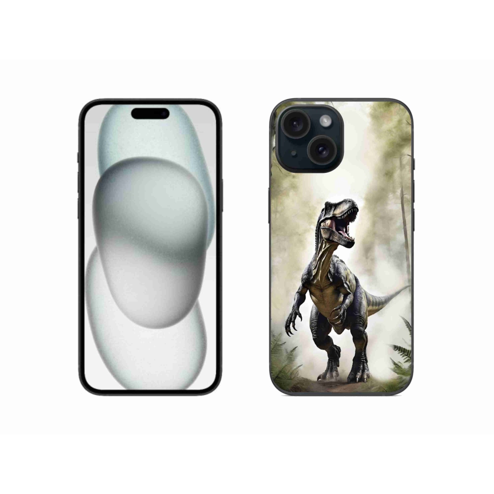 Gelový kryt mmCase na iPhone 15 - naštvaný T-Rex