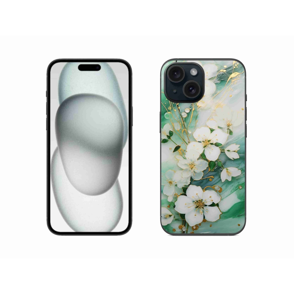 Gelový kryt mmCase na iPhone 15 - něžné květy