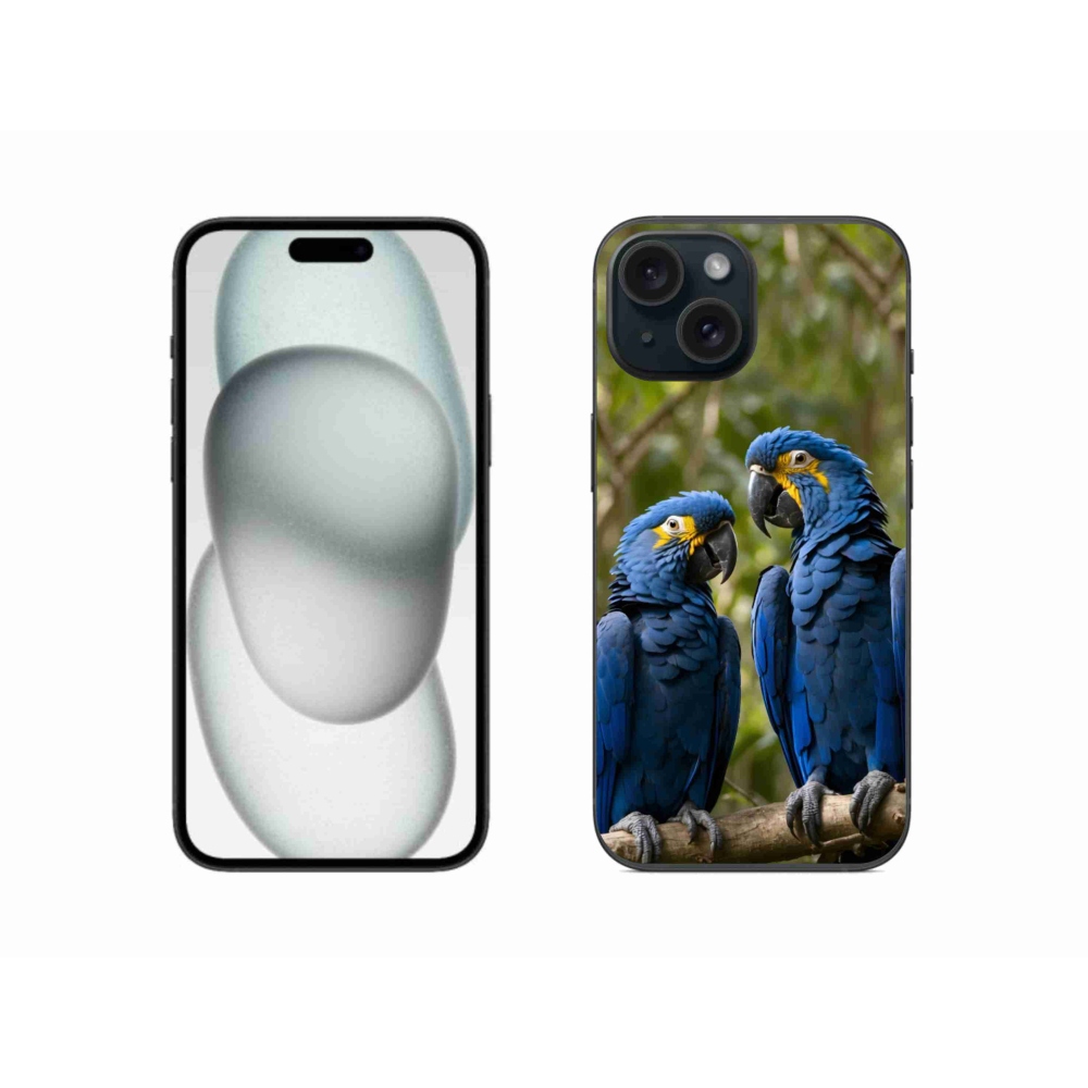 Gelový kryt mmCase na iPhone 15 - papouščí duo
