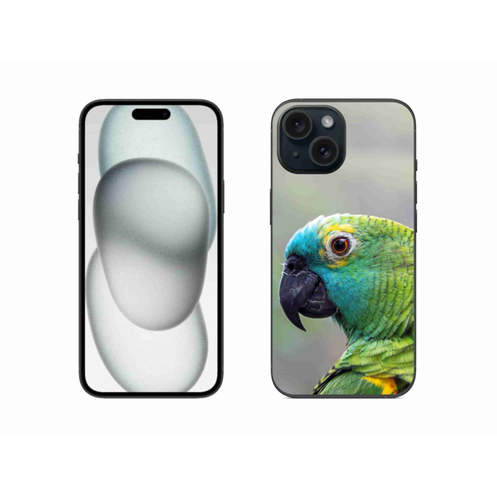 Gelový kryt mmCase na iPhone 15 - papoušek amazoňan