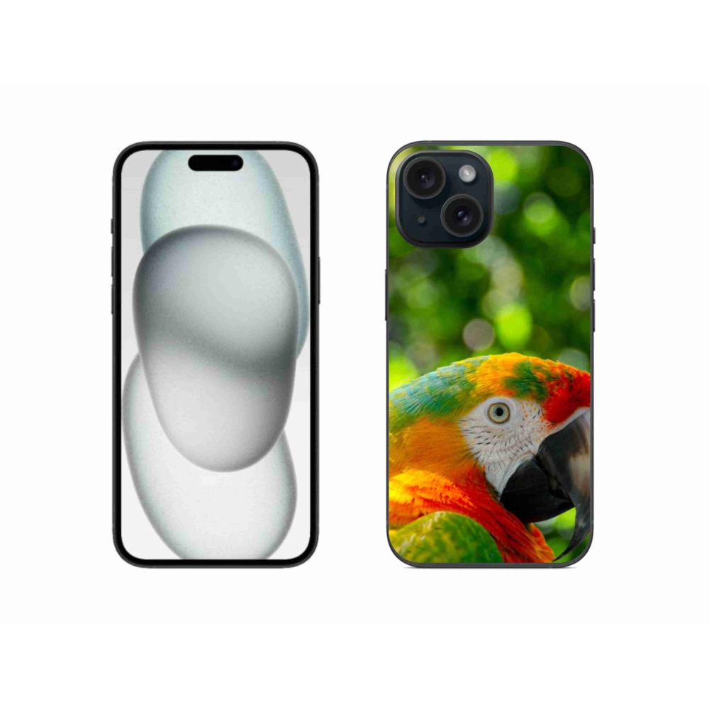 Gelový kryt mmCase na iPhone 15 - papoušek ara 3