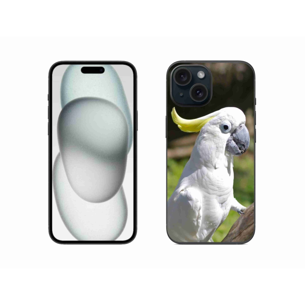 Gelový kryt mmCase na iPhone 15 - papoušek kakadu 2