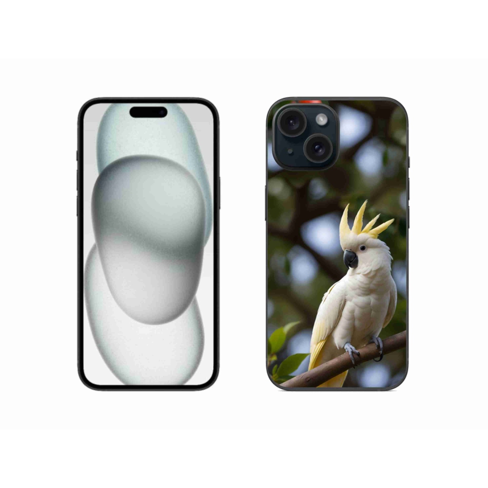 Gelový kryt mmCase na iPhone 15 - papoušek kakadu 3