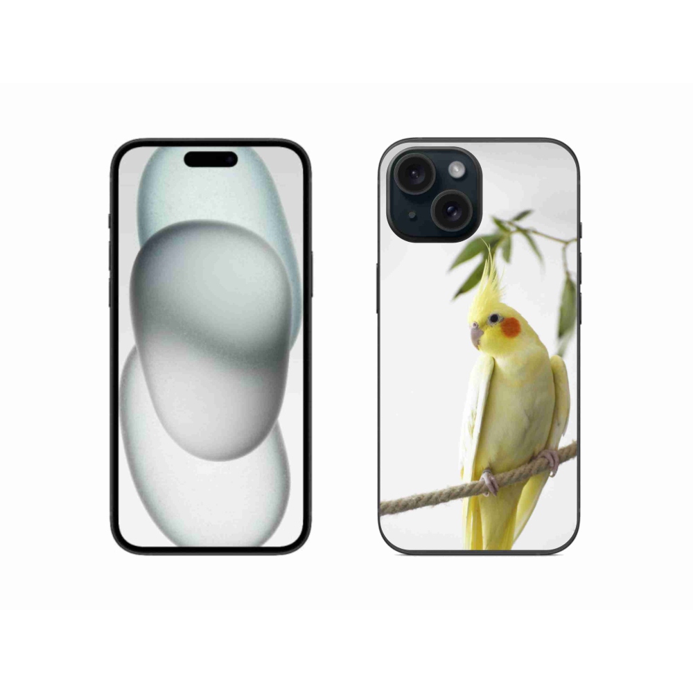 Gelový kryt mmCase na iPhone 15 - papoušek korela chocholatá