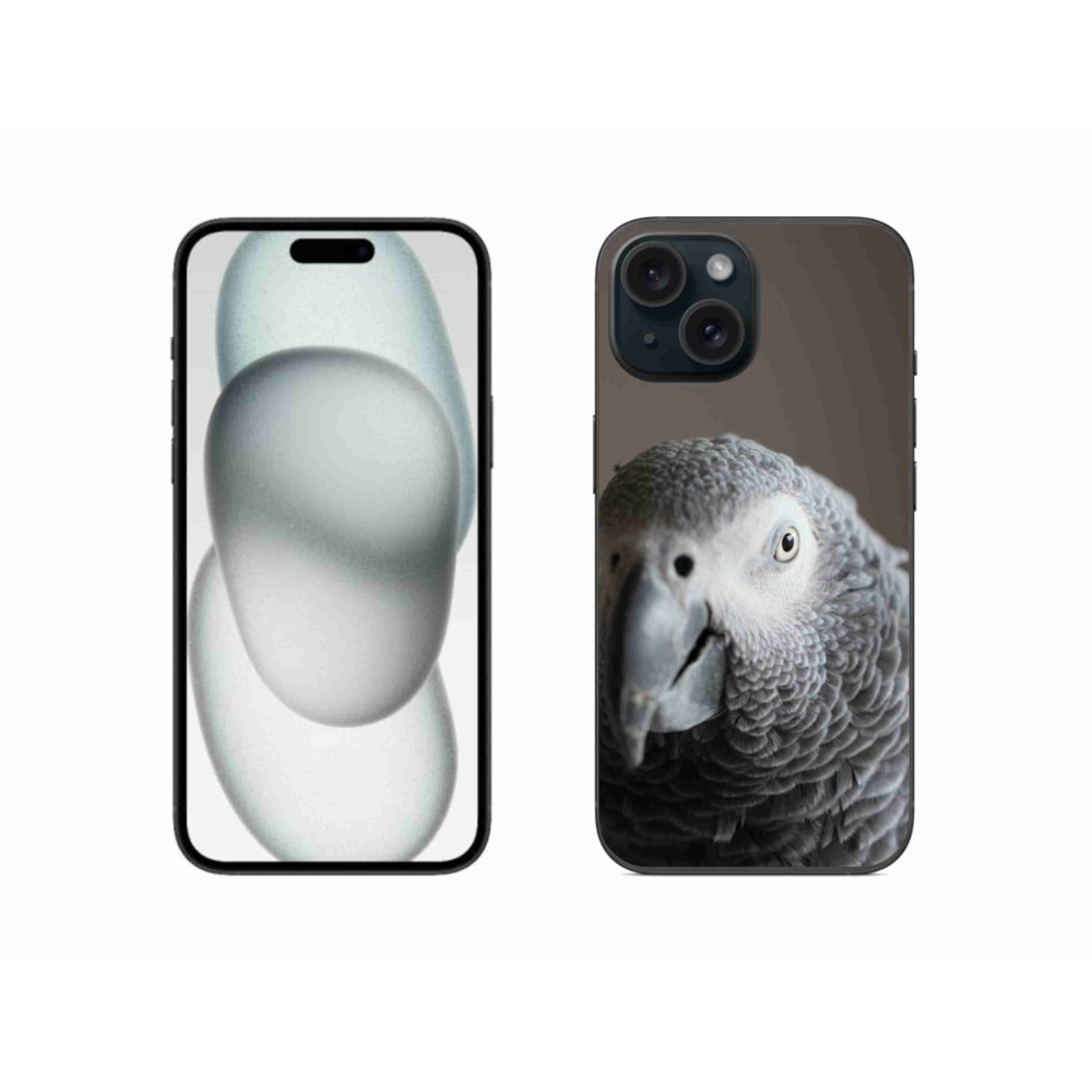 Gelový kryt mmCase na iPhone 15 - papoušek žako 2