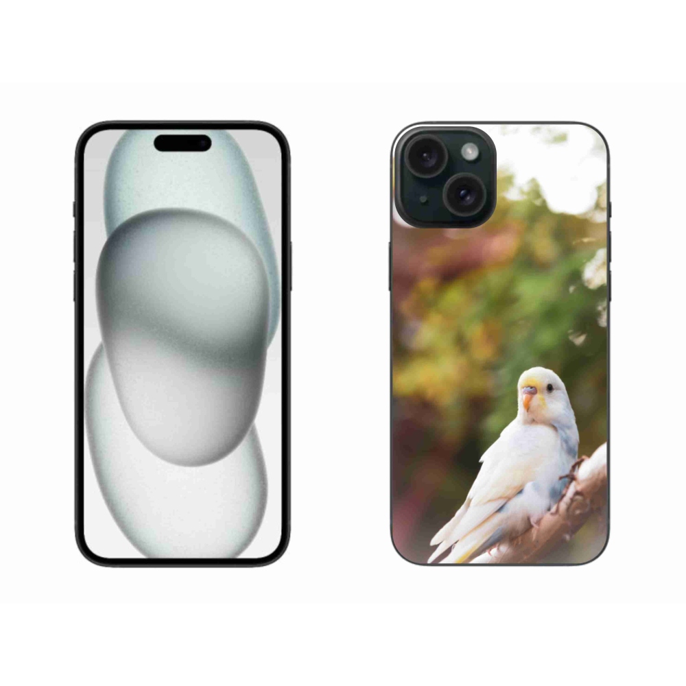 Gelový kryt mmCase na iPhone 15 Plus - andulka bílá