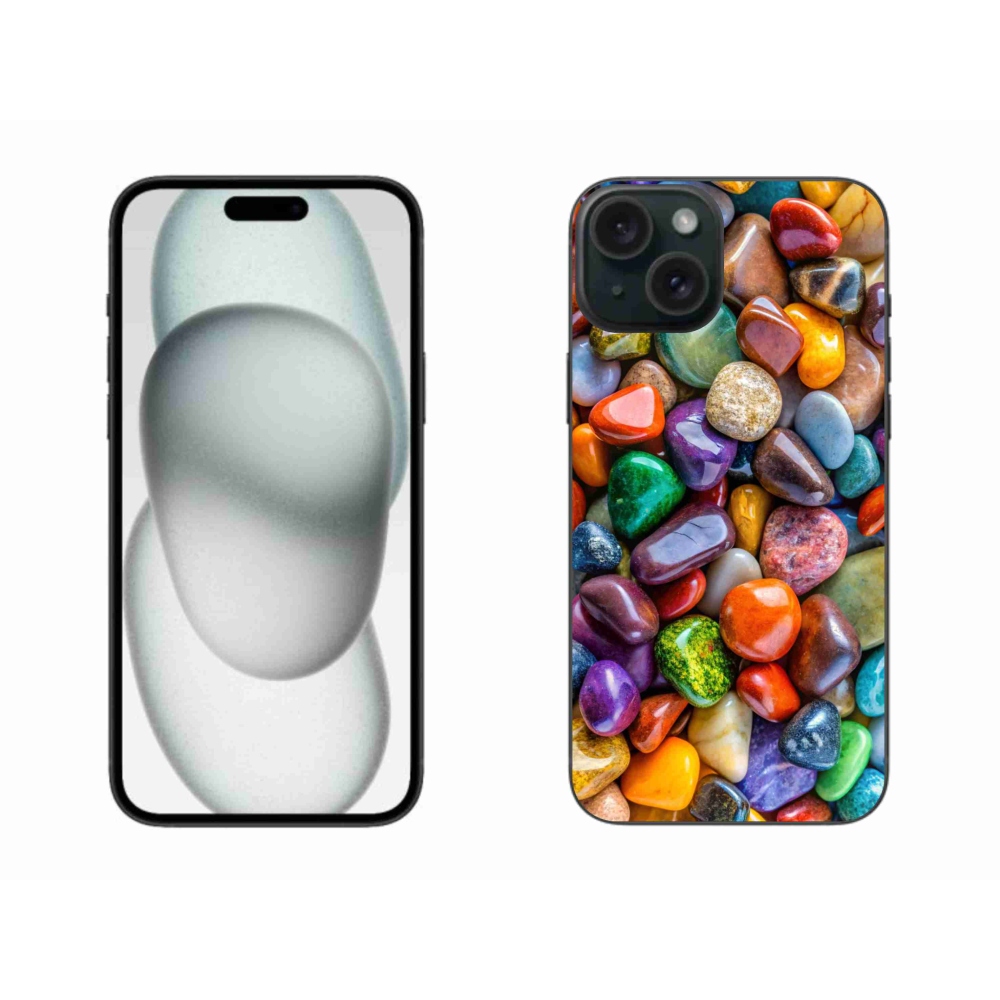 Gelový kryt mmCase na iPhone 15 Plus - barevné kamínky