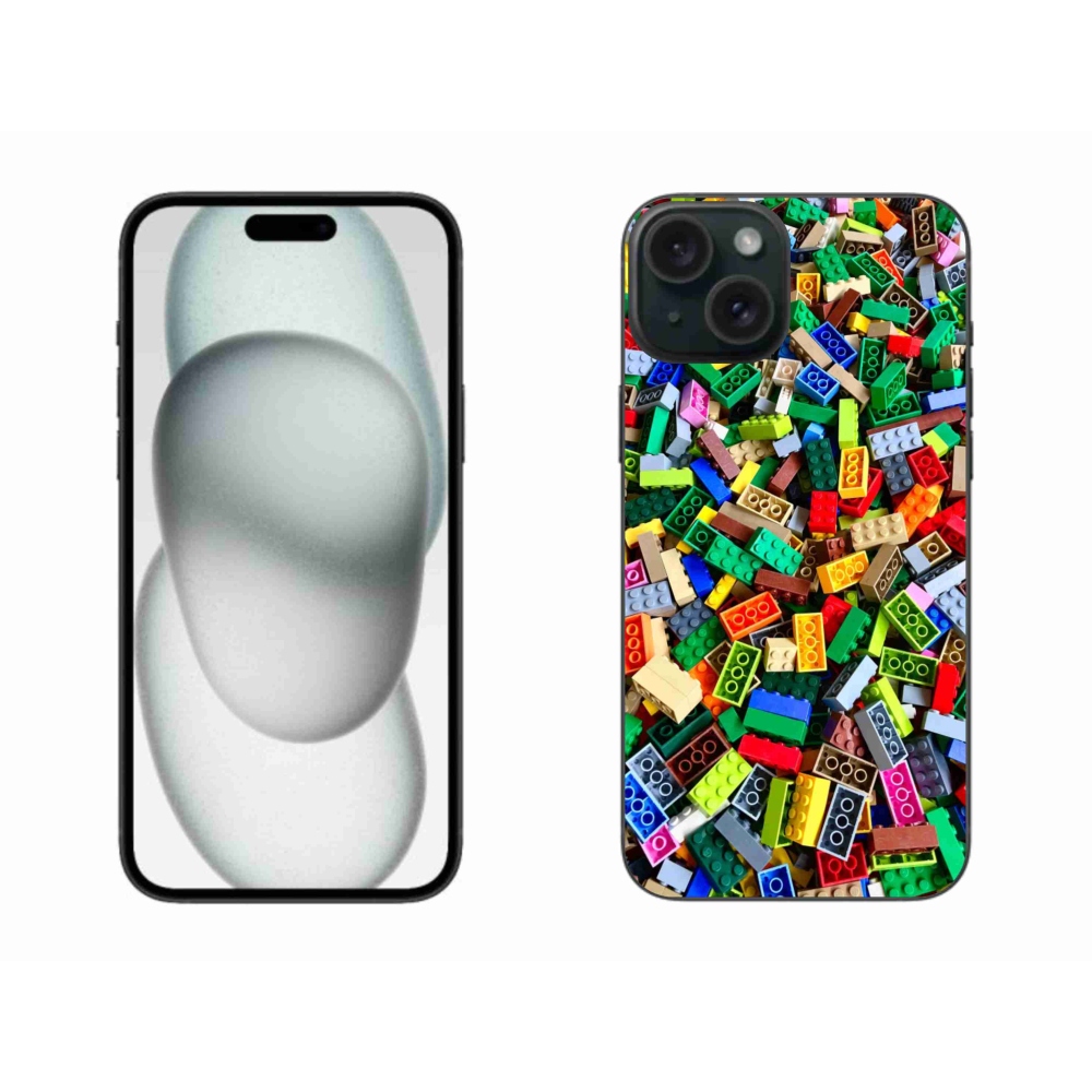 Gelový kryt mmCase na iPhone 15 Plus - barevné stavební kostky