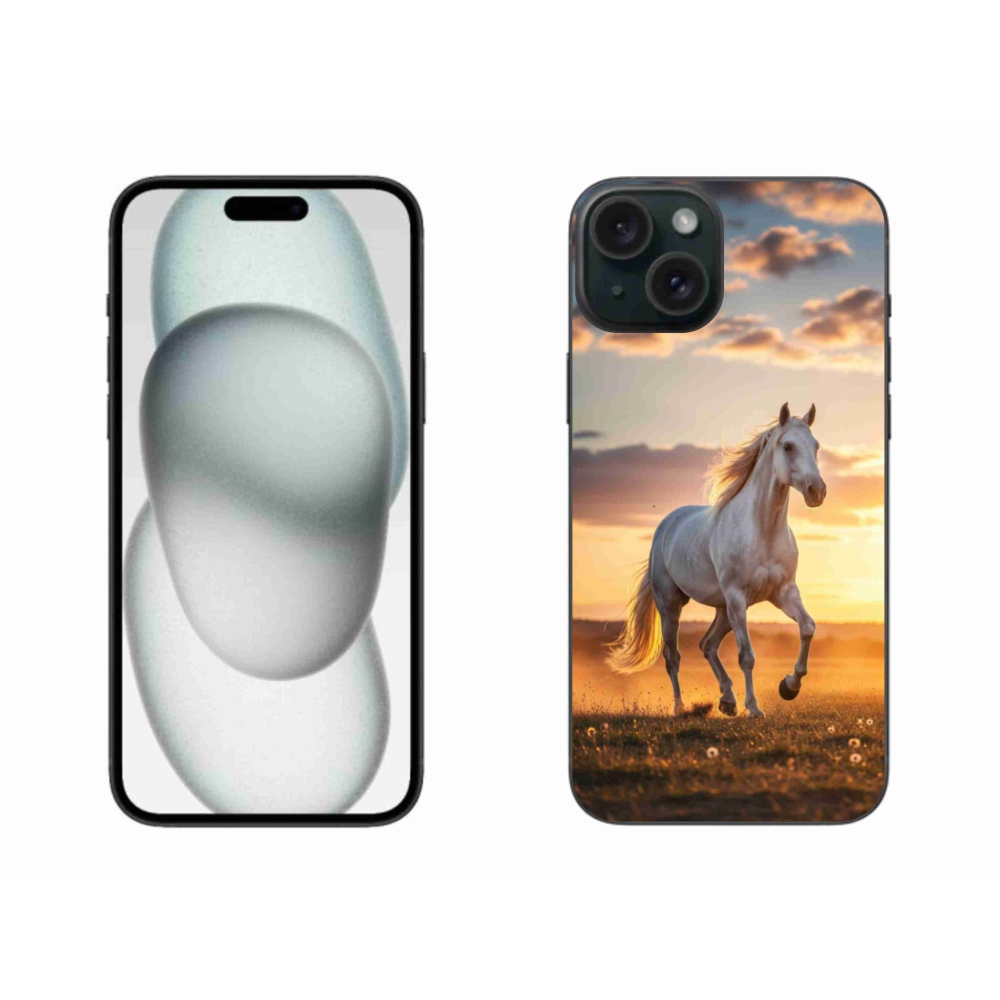 Gelový kryt mmCase na iPhone 15 Plus - běžící bílý kůň 2