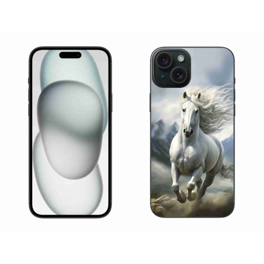 Gelový kryt mmCase na iPhone 15 Plus - běžící bílý kůň 3