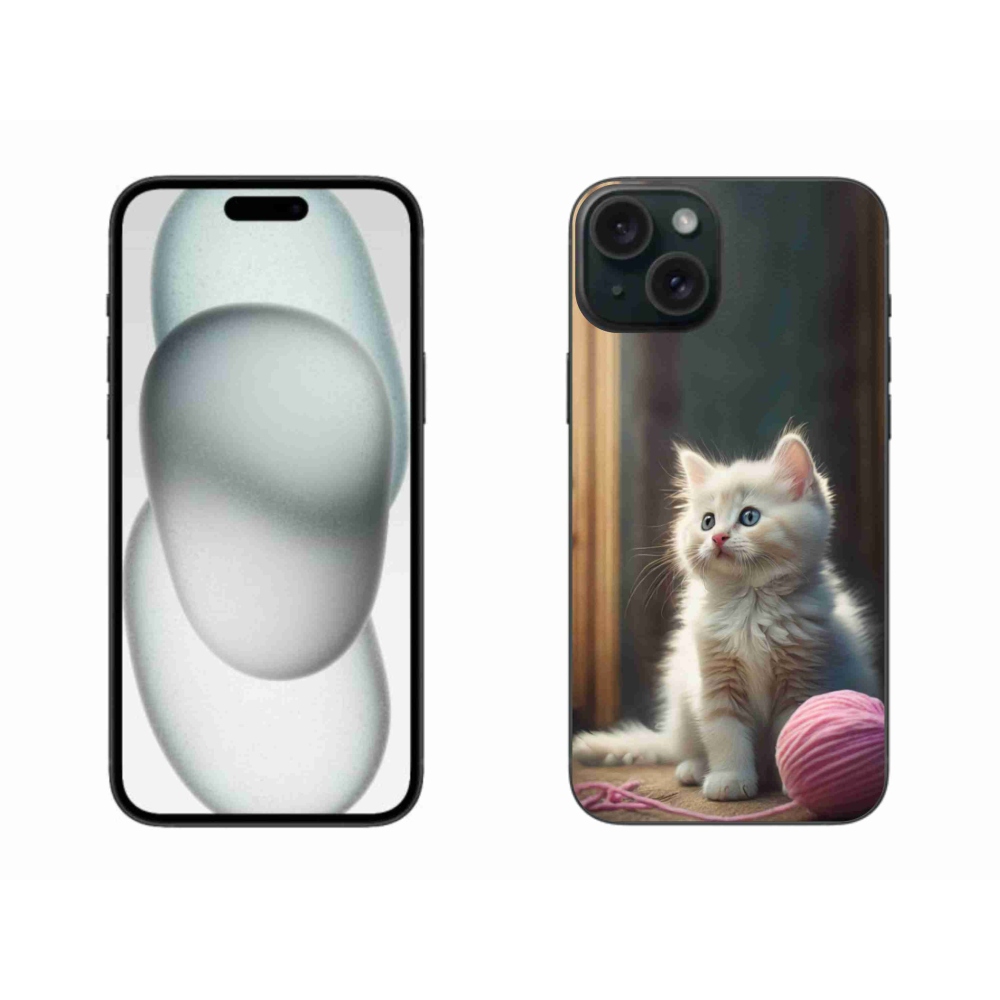 Gelový kryt mmCase na iPhone 15 Plus - bílé kotě 2