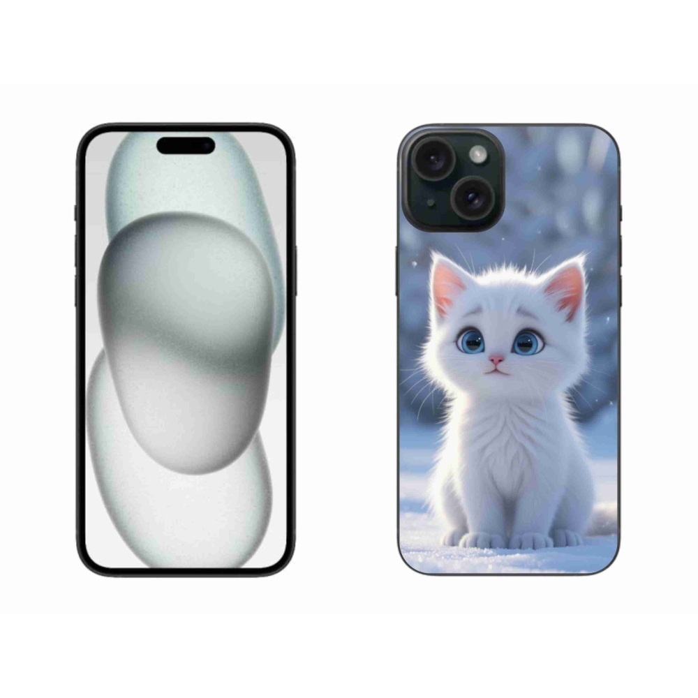 Gelový kryt mmCase na iPhone 15 Plus - bílé kotě 3