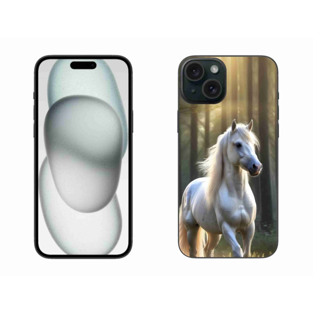 Gelový kryt mmCase na iPhone 15 Plus - bílý kůň 3