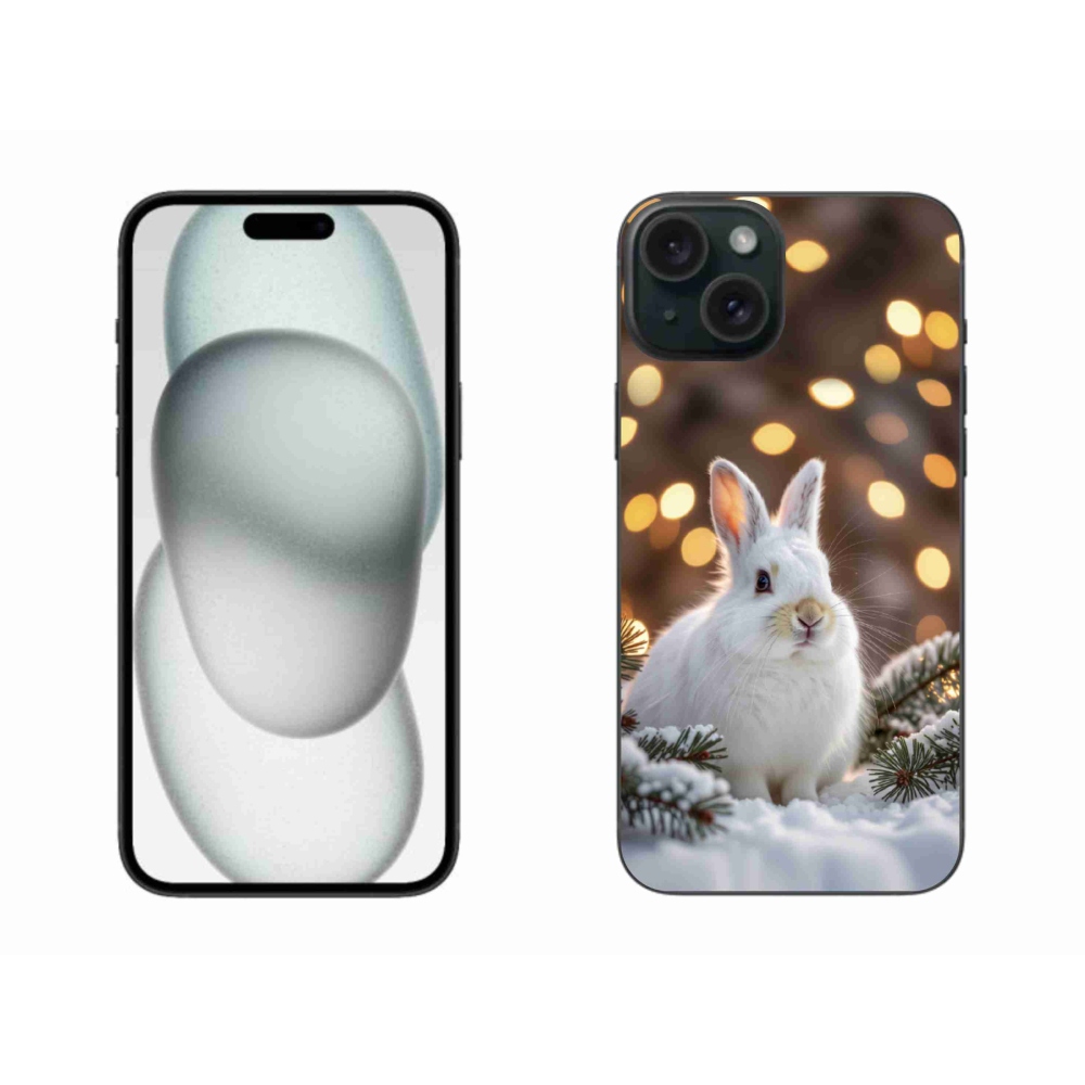 Gelový kryt mmCase na iPhone 15 Plus - bílý zajíc