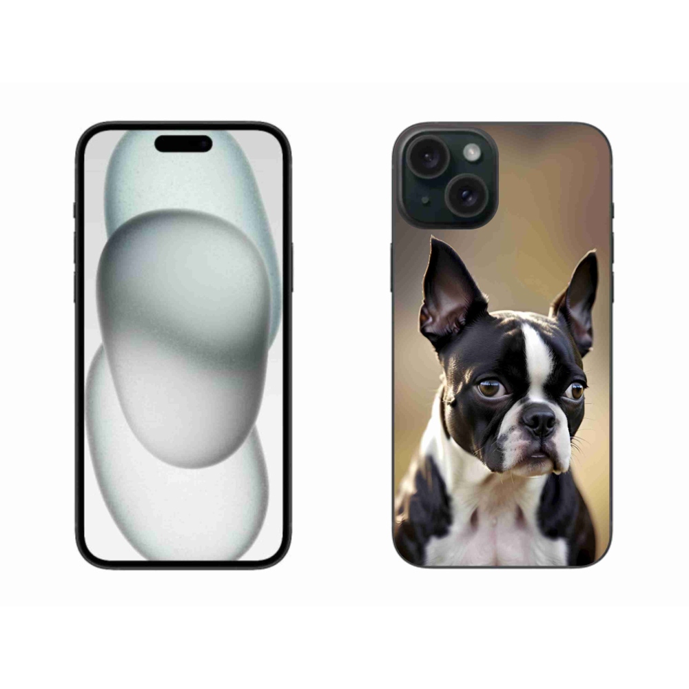 Gelový kryt mmCase na iPhone 15 Plus - bostonský teriér