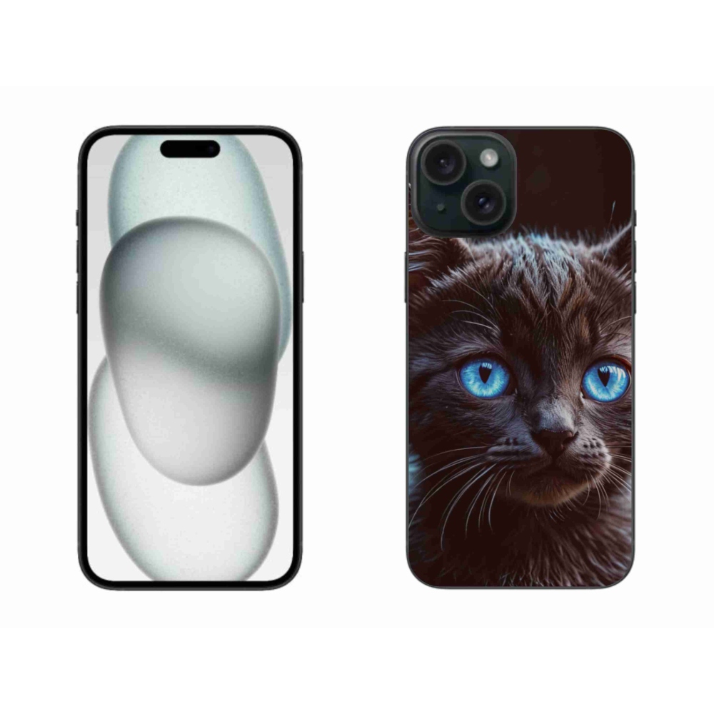 Gelový kryt mmCase na iPhone 15 Plus - černé kotě 2