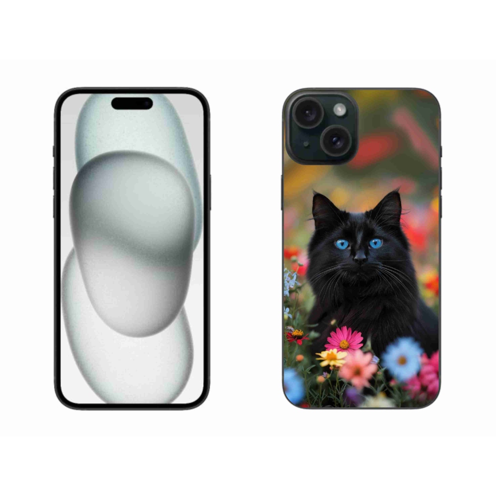 Gelový kryt mmCase na iPhone 15 Plus - černé kotě 4