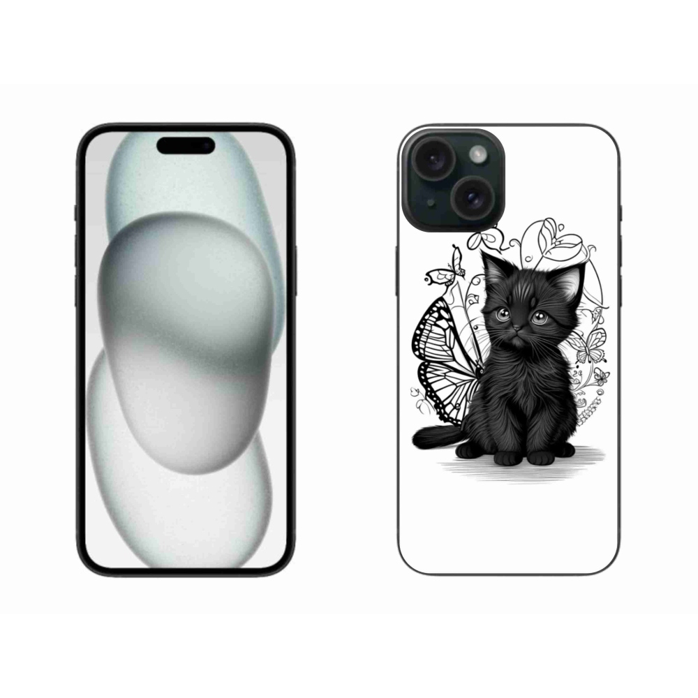 Gelový kryt mmCase na iPhone 15 Plus - černé kotě