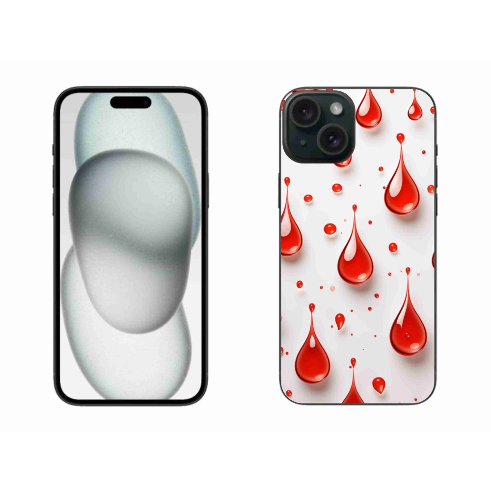 Gelový kryt mmCase na iPhone 15 Plus - červené kapky